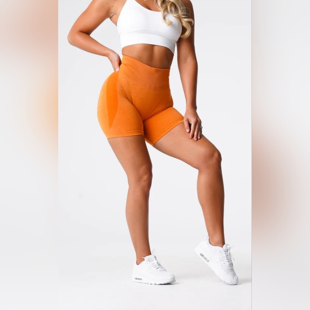 Nvgtn Burnt Orange Contour Seamless Shorts, Size Small